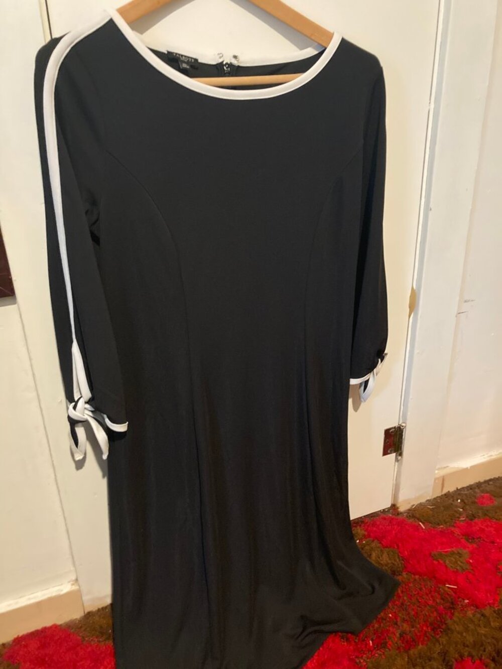 Talbots black and white dress, petite medium, NWOT